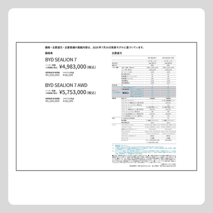 FL カタログ訂正表（SEALION 7 カタログ用）