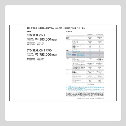 FL カタログ訂正表（SEALION 7 カタログ用）